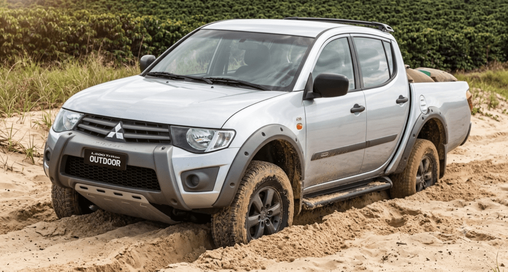 L200 esquentando na areia Mecanica Off Road